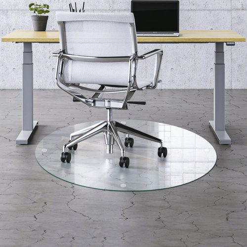 Fab Glass and Mirror Round Tempered Glass Chair Mat For Hardwood Floor or Carpet, Flat Edge 1/4